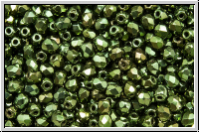 Bhm. Glasschliffperle, feuerpol., 3mm, green, met., 50 Stk.