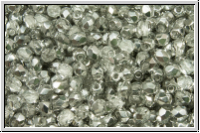 Bhm. Glasschliffperle, feuerpol., 3mm, crystal, trans., half silver, 50 Stk.