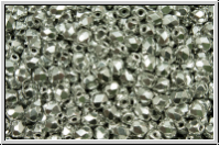 Bhm. Glasschliffperle, feuerpol., 2mm, crystal, trans., full silver, 50 Stk.