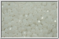 Bhm. Glasschliffperle, feuerpol., 3mm, white, opal, 50 Stk.