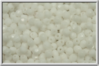 Bhm. Glasschliffperle, feuerpol., 3mm, white, alabaster, 50 Stk.