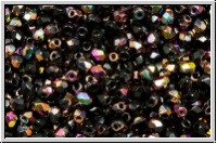 Bhm. Glasschliffperle, feuerpol., 3mm, black, op., half vitex, 50 Stk.