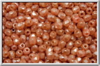 Bhm. Glasschliffperle, feuerpol., 3mm, pink, coral, op., luster, 50 Stk.