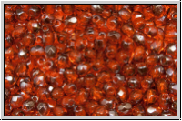 Bhm. Glasschliffperle, feuerpol., 3mm, orange, dk., trans., half valentinite, 50 Stk.