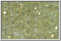 Kristallschliffperle, rund, 3mm, crystal, trans., lt. gold galv., 90 Stk.