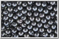 bhm. Glasperle, rund, 4mm, hematite, met., 50 Stk.