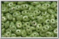 SD-03000-14457, SuperDuo Beads, white, op., lt. green marbled, 10g