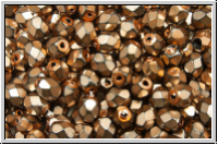 Bhm. Glasschliffperle, feuerpol., 4mm, black, op., heavy metal beige, 50 Stk.