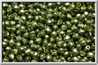 Bhm. Glasschliffperle, feuerpol., 3mm, black, op., heavy metal olivine, 50 Stk.