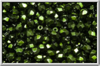 Bhm. Glasschliffperle, feuerpol., 4mm, black, op.,  heavy metal, hunter green, 50 Stk.