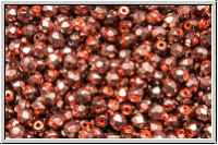 Bhm. Glasschliffperle, feuerpol., 3mm, black, op., heavy metal salmon, 50 Stk.