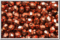 Bhm. Glasschliffperle, feuerpol., 4mm, black, op., heavy metal salmon, 50 Stk.