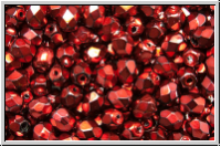 Bhm. Glasschliffperle, feuerpol., 4mm, black, op., heavy metal red, 50 Stk.