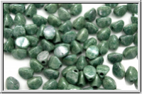 PB-03000-14459, Pinch Beads,  5x3mm, white, op., green marbled, 65 Stk.