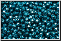 Bhm. Glasschliffperle, feuerpol., 3mm, black, op., heavy metal teal, 50 Stk.