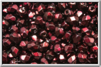 Bhm. Glasschliffperle, feuerpol., 4mm, black, op., heavy metal burgundy, 50 Stk.