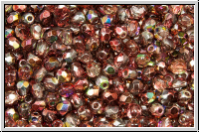 Bhm. Glasschliffperle, feuerpol., 3mm, crystal, trans., magic wine, 50 Stk.