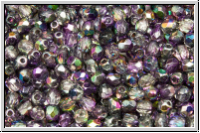 Bhm. Glasschliffperle, feuerpol., 3mm, crystal, trans., magic lilac, 50 Stk.