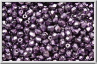 Bhm. Glasschliffperle, feuerpol., 3mm, black, op., heavy metal dk. magenta, 50 Stk.