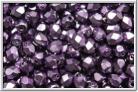 Bhm. Glasschliffperle, feuerpol., 4mm, black, op., heavy metal dk. magenta, 50 Stk.