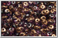 SD-20060-14215, SuperDuo Beads, amethyst, trans., half copper, 10g