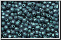 Bhm. Glasschliffperle, feuerpol., 3mm, teal, met., antique, 50 Stk.