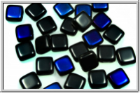 TILE-Beads, 6x6mm, black, op., half azuro, 25 Stk.