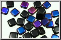TILE-Beads, 6x6mm, black, op., half sliperit, 25 Stk.