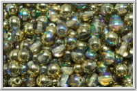 bhm. Glasperle, rund, 4mm, crystal, trans., golden, AB, 50 Stk.