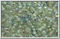 bhm. Glasperle, rund, 4mm, crystal, trans., blue, AB, 50 Stk.