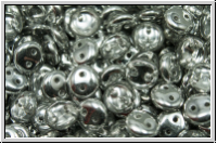 Linsen, 6x2,5mm, 2-Loch, crystal, trans., half silver, 50 Stk.