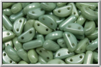 Half Moon Beads, 8x4mm, white, alabaster, light green marbled, 25 Stk.