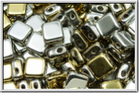 TILE-Beads, diagonal, 6x6mm, crystal, trans., california silver, 25 Stk.