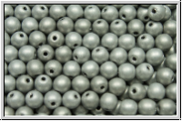 bhm. Glasperle, rund, 4mm, silver, met., matte, 50 Stk.