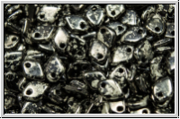 Dragon Scale Beads, 1,5x5mm, black, op., antique chrome, 100 Stk. (3g)