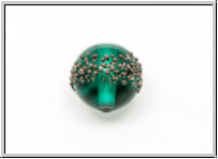 bhm. Lampenperle, Kugel, 10mm, emerald, bronzefarbene Sprenkel, 1 Stk.