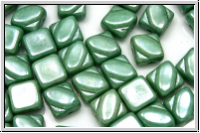 SILKY-Beads, 6x6mm, white, alabaster, green marbled, 25 Stk.