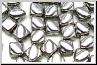 SILKY-Beads, 6x6mm, crystal, trans., full silver, 25 Stk.