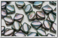 SILKY-Beads, 6x6mm, white, alabaster, blue/brown marbled, 25 Stk.